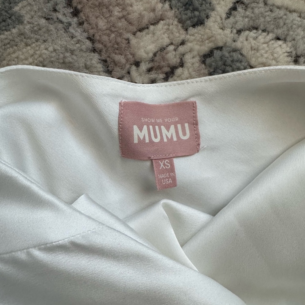 Show Me Your MuMu Satin Ivory Halter Wedding Dress - Picture 3 of 7